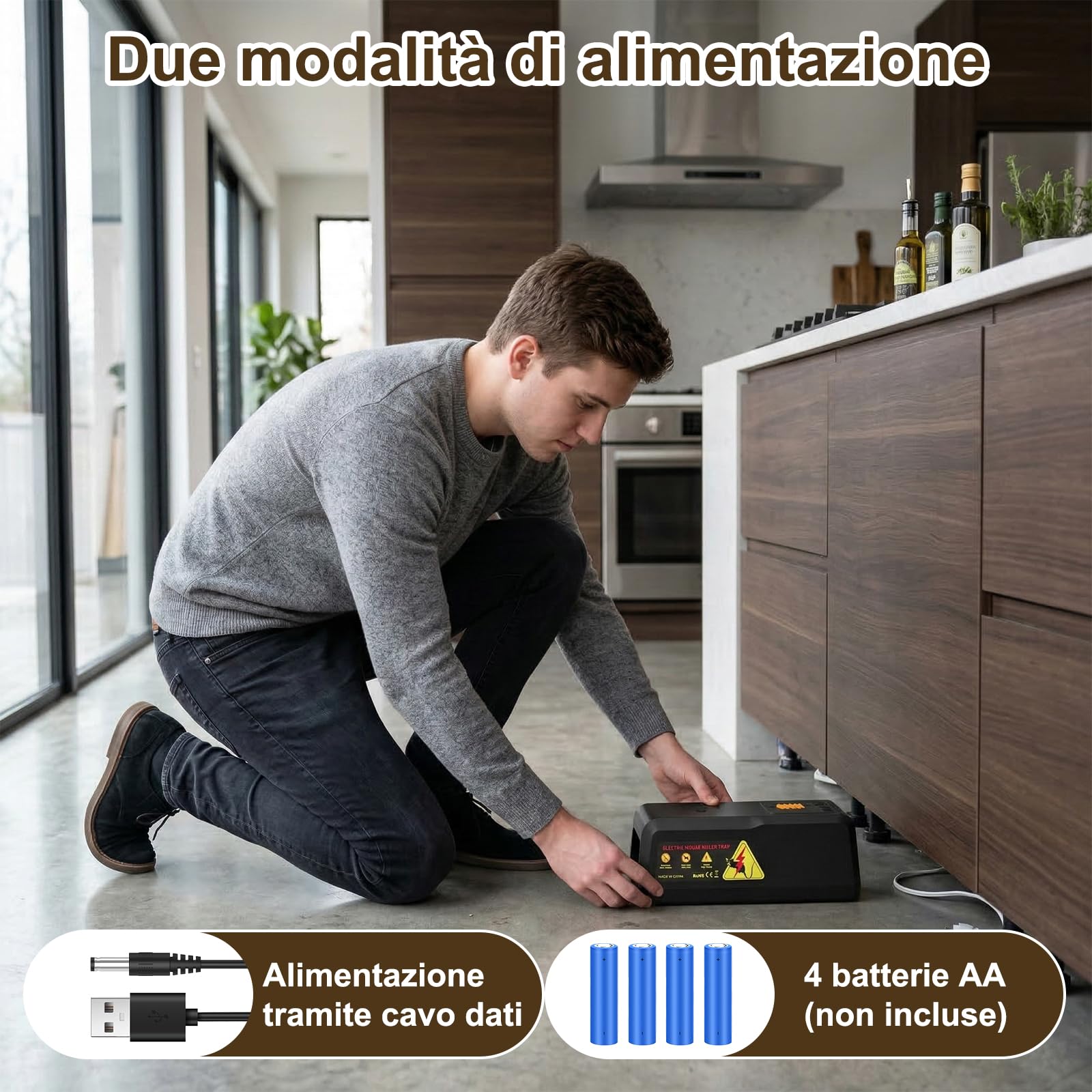 Trappola per Topi Elettrica Potente Tensione Trappole Elettriche per Topi e Ratti per Casa Trappolino Elettrico Riutilizzabile,Trappole per Topi Interno,Senza Toccare, Adatto per Domestici