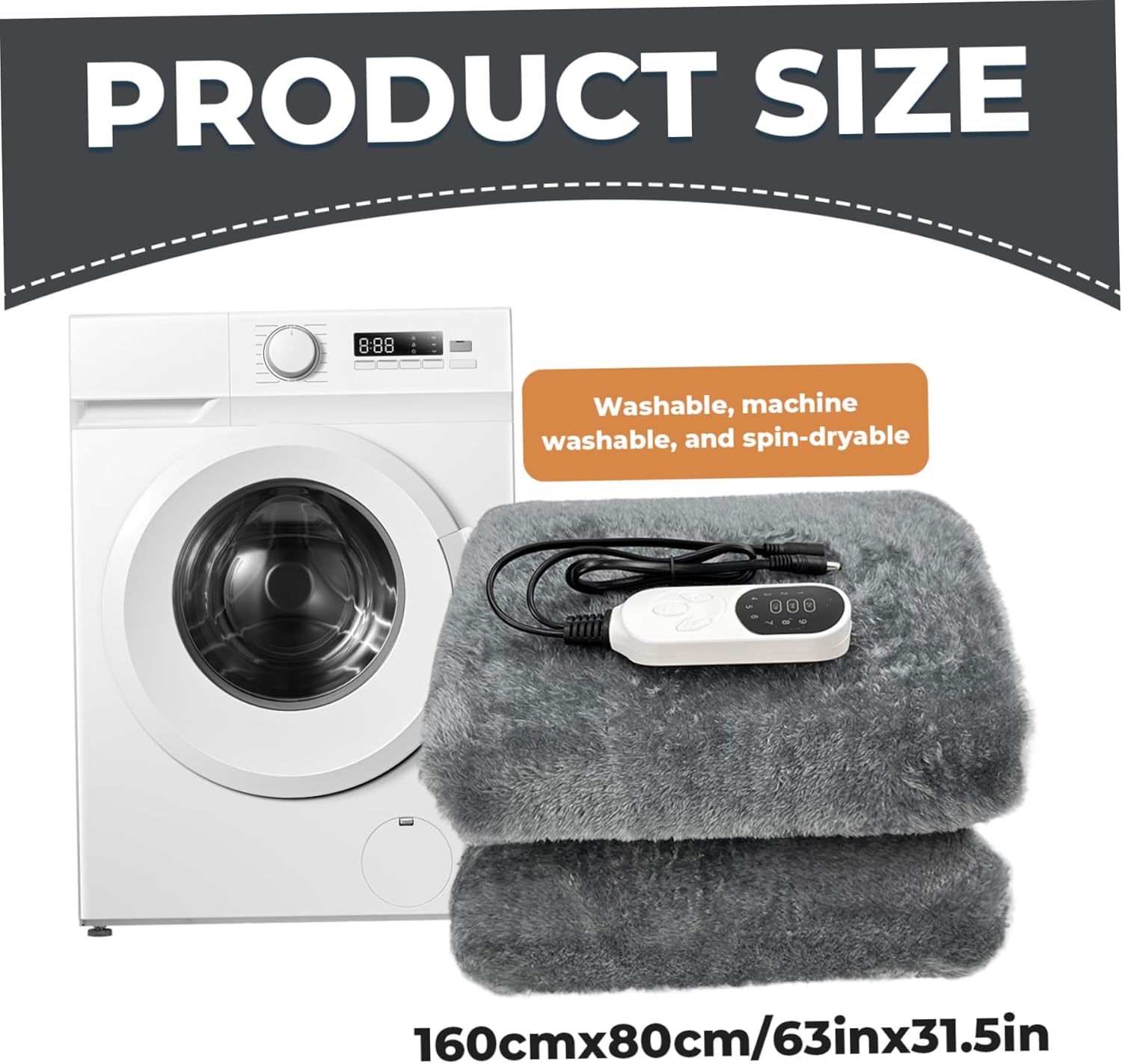 Car Heated Blanket, 160x80cm Soft Plush 12V Heated Blanket with Timer & 9 Heating Settings, Portable Electric Heating Throw for Cars SUV Winter Camping Essentials(Gray)