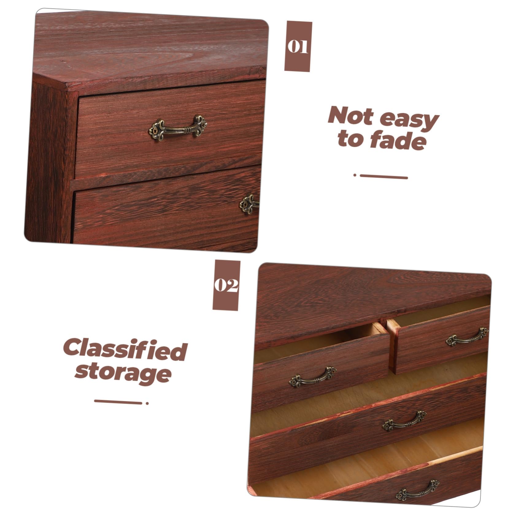 Schreibtisch-Organizer aus Holz mit Schubladen, Vintage-Büro-Aufbewahrungsbox für Make-up, Schmuck und Teetablett