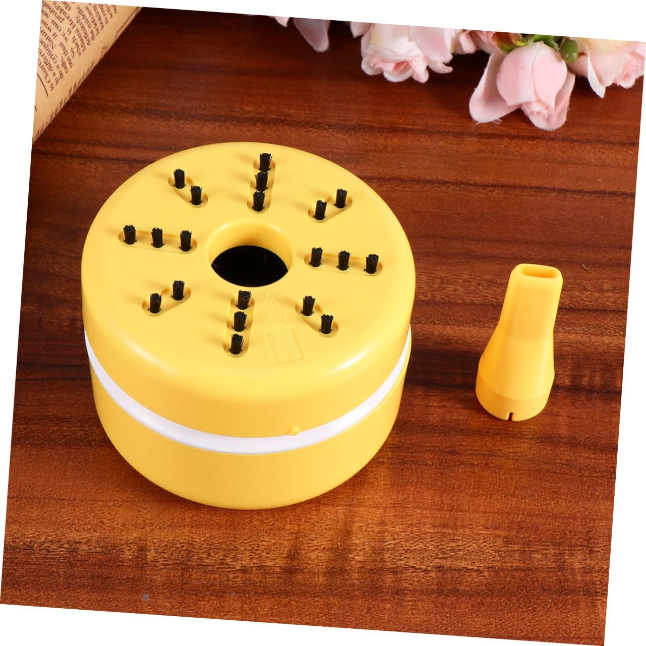 Mini Wireless Desk Vacuum Cleaner Battery Powered Mini Dust Collector for Office Home Car Use Yellow Compact Desktop Cleaner