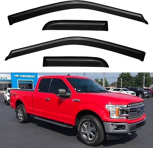 Protectores de lluvia de ventana para Ford F150 SuperCab 2015-2023, viseras de ventilación de ventana, deflectores de viento para Ford F150 Raptor