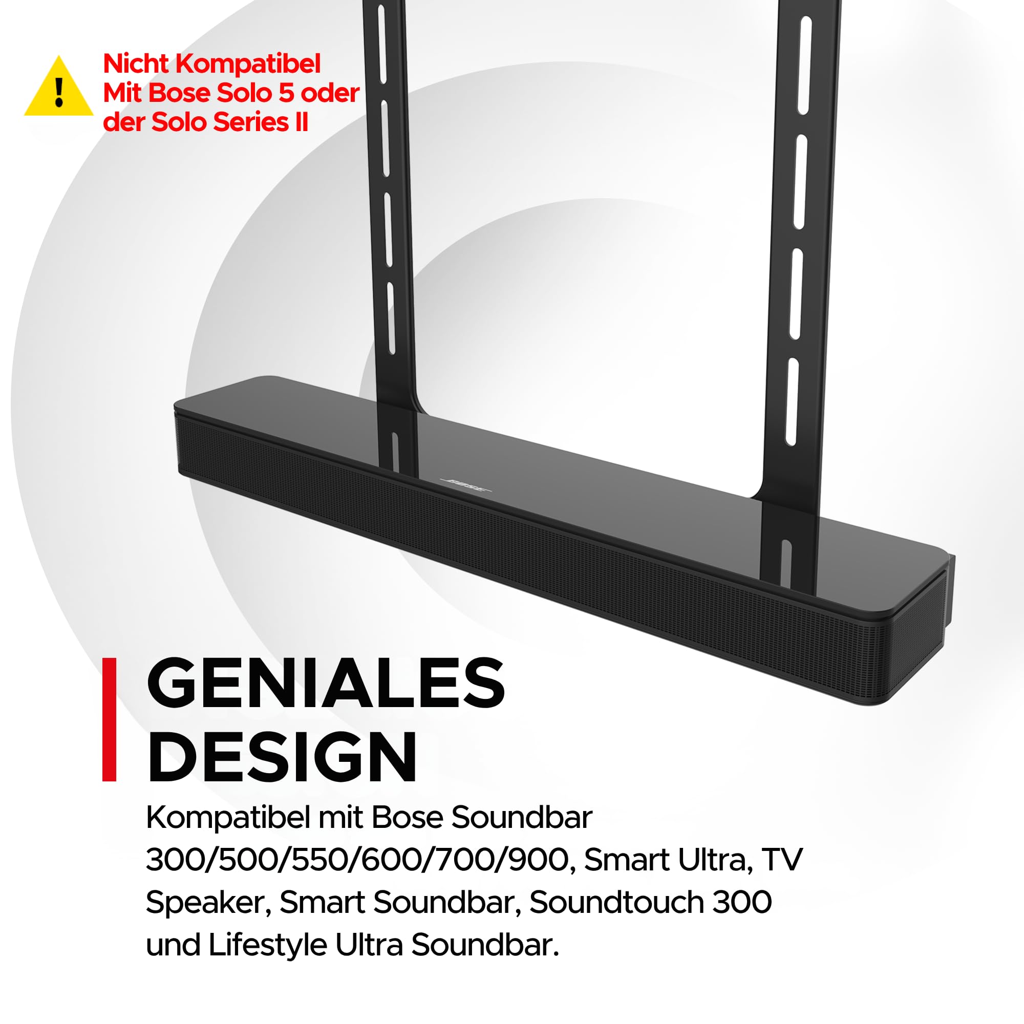 Sound Bass Unter-TV-Halterung für Bose Soundbars, unsichtbar, Schwarz