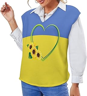 Sponsored Ad - Elegant Casual Ukraine Flag Sunflower Off Shoulder Sweater Vest for Women Girl's Summer Sun Beach 2XL