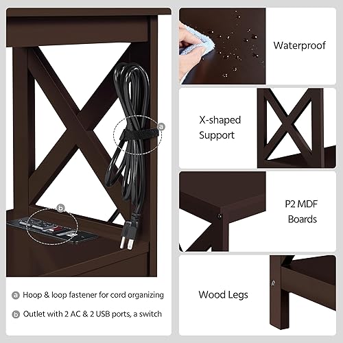 Miniatura 58 de Yaheetech Soportes de televisión y centros de entretenimiento con estante de almacenamiento de 3 niveles para sala de estar, color negro Negro