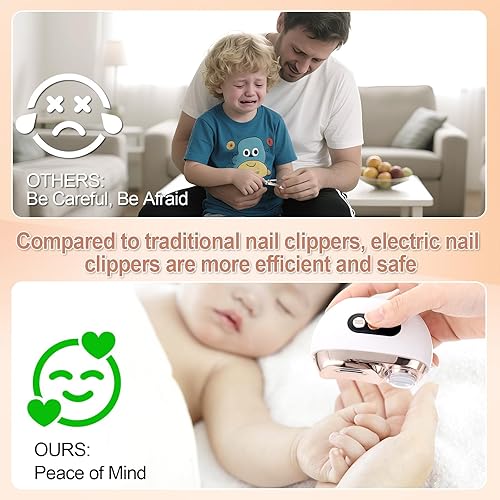 Miniatura 5 de Cortaúñas eléctrico, recortador de uñas eléctrico 2 en 1, con caja de almacenamiento de virutas de uñas, luz LED, recargable por USB, adecuado para