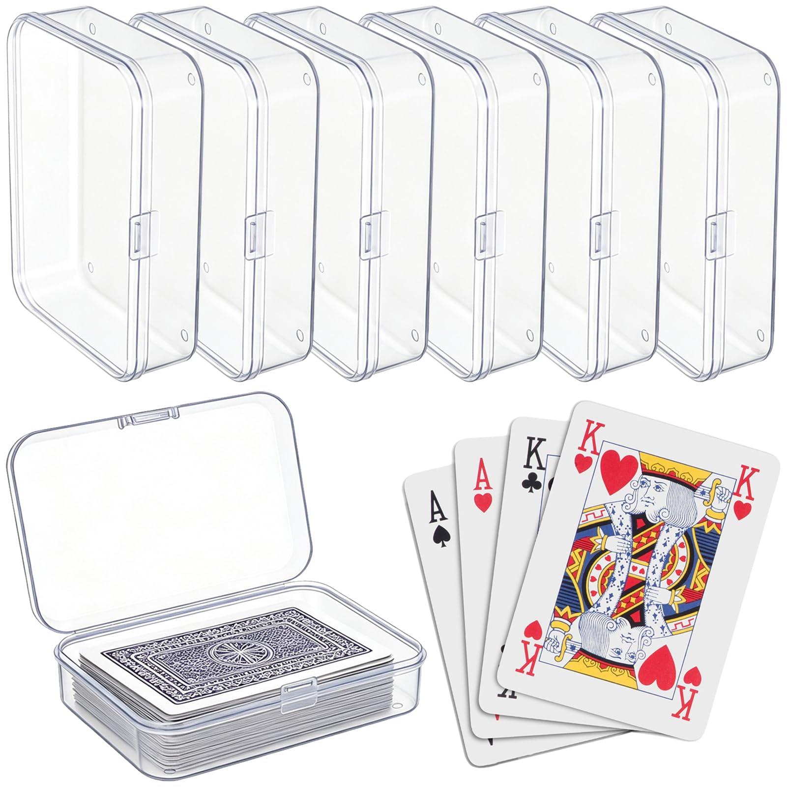 Blank Card Case 6 Pcs Clear Plastic Card Deck Box Playing Card Case Card Game Storage Playing Game Storage Box Holder, Snaps Closed Storage Box for Game Cards & More (6, 4.53*3.35*1.11inch)