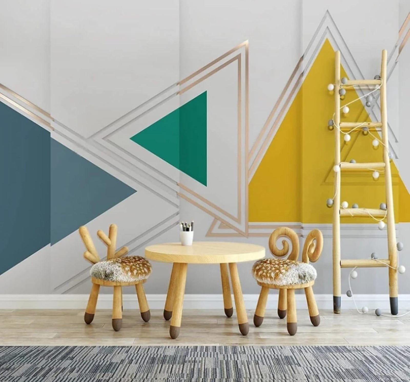 XLMING Minimalist Luxury Colourful Geometric Triangles 3D Wallpaper Luxury Home Dining Decor Paste Sofa Living Room The Wall for Bedroom Mural-250cm×170cm