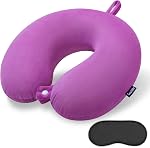 Oreiller de voyage en mousse de mémoire, forme U d'oreiller confortable, cou de soutien et tête pour soulager la fatigue, oreiller de cou portable adapté aux avions, trains, auto-conducteurs (Purple)
