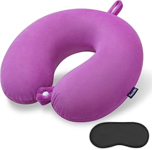 Memory Foam Travel Pillow, Comfortable Travel Neck Pillow U Shape, Support Neck and Head to Relieve Fatigue, Portable Neck Pillow Suitable for Planes, Trains, Self-Driving Cars (Purple)