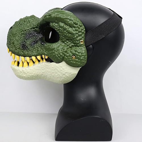 Miniatura 7 de Máscara de dinosaurio con mandíbula móvil para niños, boca abierta, látex de terror, diadema de dinosaurio para Halloween, fiesta de cosplay,