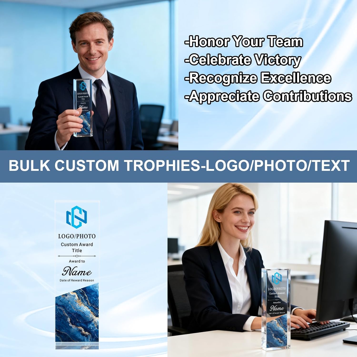 Personalized Trophy Award for Employee Recognition and Years of Service, Custom Corporate Trophy with Name Title Year, Office Achievement Appreciation Award for Staff Team Member Display - Image 8