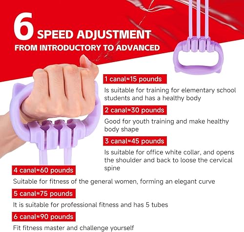 Miniatura 2 de Bandas de resistencia ajustables de 6 engranajes, bandas de resistencia para fitness, bandas de ejercicio con agarre cómodo, unisex, para brazos,