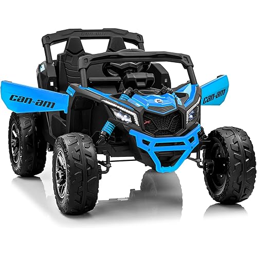 KerryYoo SU5 24V Ride on Toys for Big Kids,4x200W,2 Seater Electric Ride on UTV 4WD/2WD,EVA Rubber Tires,4x4 Shock Absorbers,Remote Control,Licensed Can-Am,Bluetooth - Blue