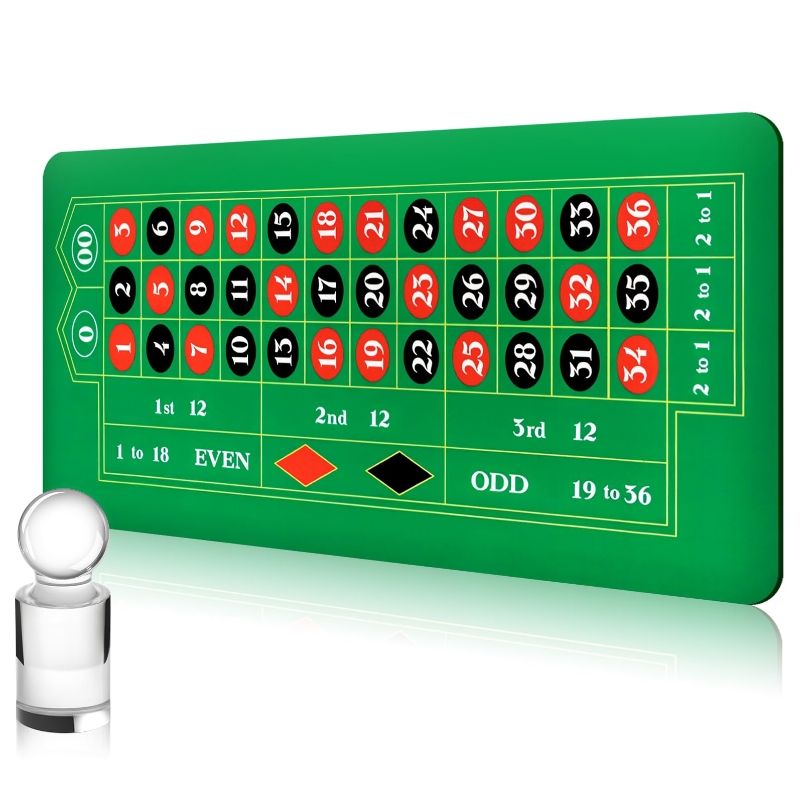 Poen Roulette Felt Layout Mat with Win Marker Bag
