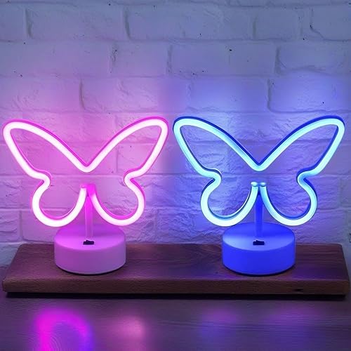 Miniatura 8 de BRIGHTDECK Paquete de 2 letreros de neón de corazón, letrero de neón LED de corazón rosa, funciona con pilas o USB, luces de neón decoración de