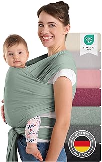 Laleni Tragetuch Baby, Babytragetuch - Babytrage für Neugeborene, 100% weiche Bio-Baumwolle, elastisch bis 15kg