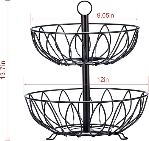 Miniatura 6 de Rice rat Cesta de frutas con gancho para plátano, cesta de frutas de alambre grande a prueba de óxido, extraíble, decoración del hogar de granja