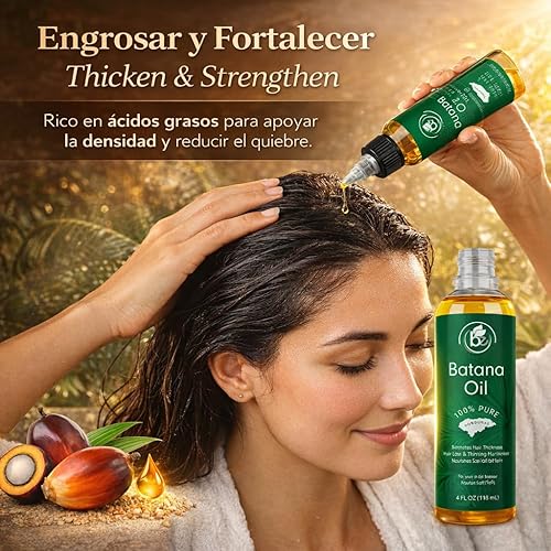 Miniatura 7 de Aceite de batana (paquete de 2)  Aceite crudo 100% puro y natural  4 onzas líquidas por botella, apoya la fuerza del cabello, grosor y salud del