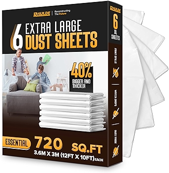 RAULDE 6件装塑料滴布 防水防撕多用途油漆罩布