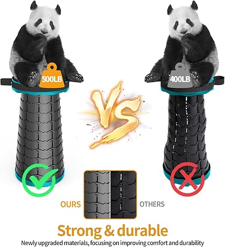 Miniatura 3 de Taburete plegable telescópico mejorado con cojín de asiento y bolsa, taburete plegable retráctil para campamento para adultos, carga máxima de 500