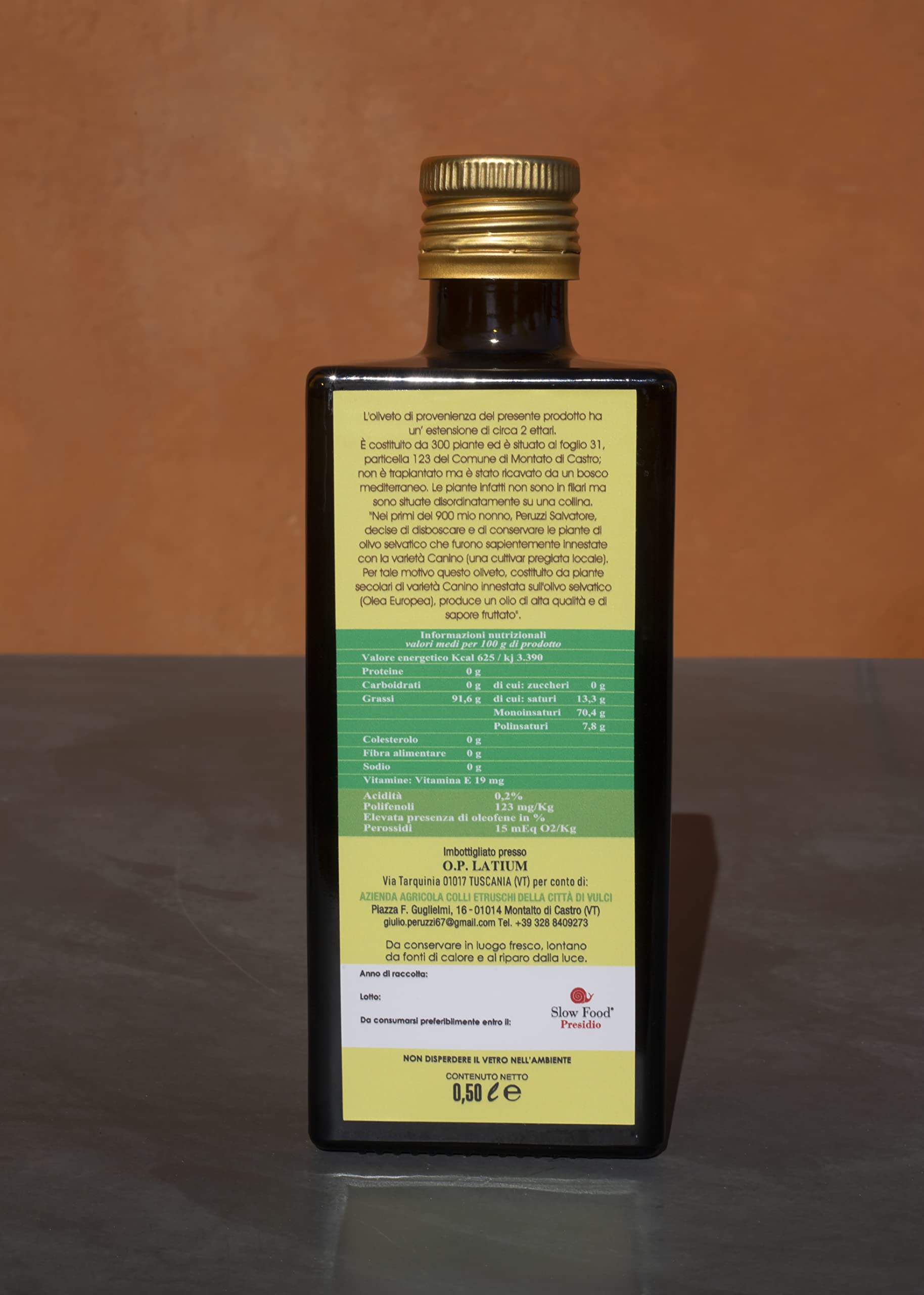 Olio EVO Biologico presidio Slow food "Olivi secolari" (3 litri)