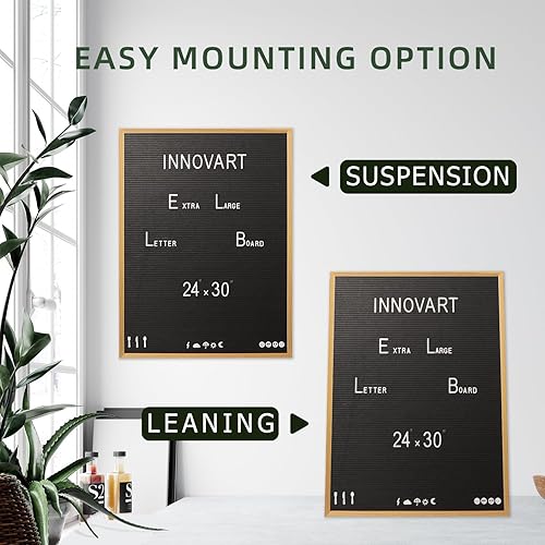 Miniatura 3 de Tablero de letras extra grande de 24 x 30 pulgadas, tablero de letras de fieltro negro con marco de roble macizo, tablero de menú con letras y