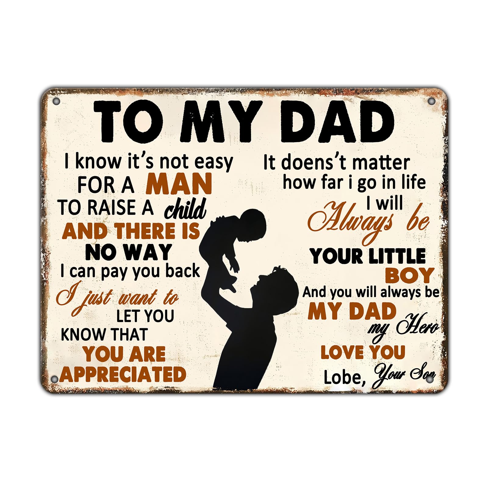 Anceky To My Dad Sign Funny Metal Tin Sign Retro Wall Decor for Outdoor Outside Home Cafe Bar 12×8 Inch
