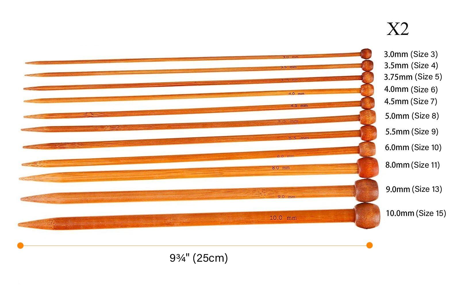Bamboo Knitting Needles Set - Beginner Knitting Kit -2 Bamboo Knitting Needles Set - Beginner Knitting Kit -2