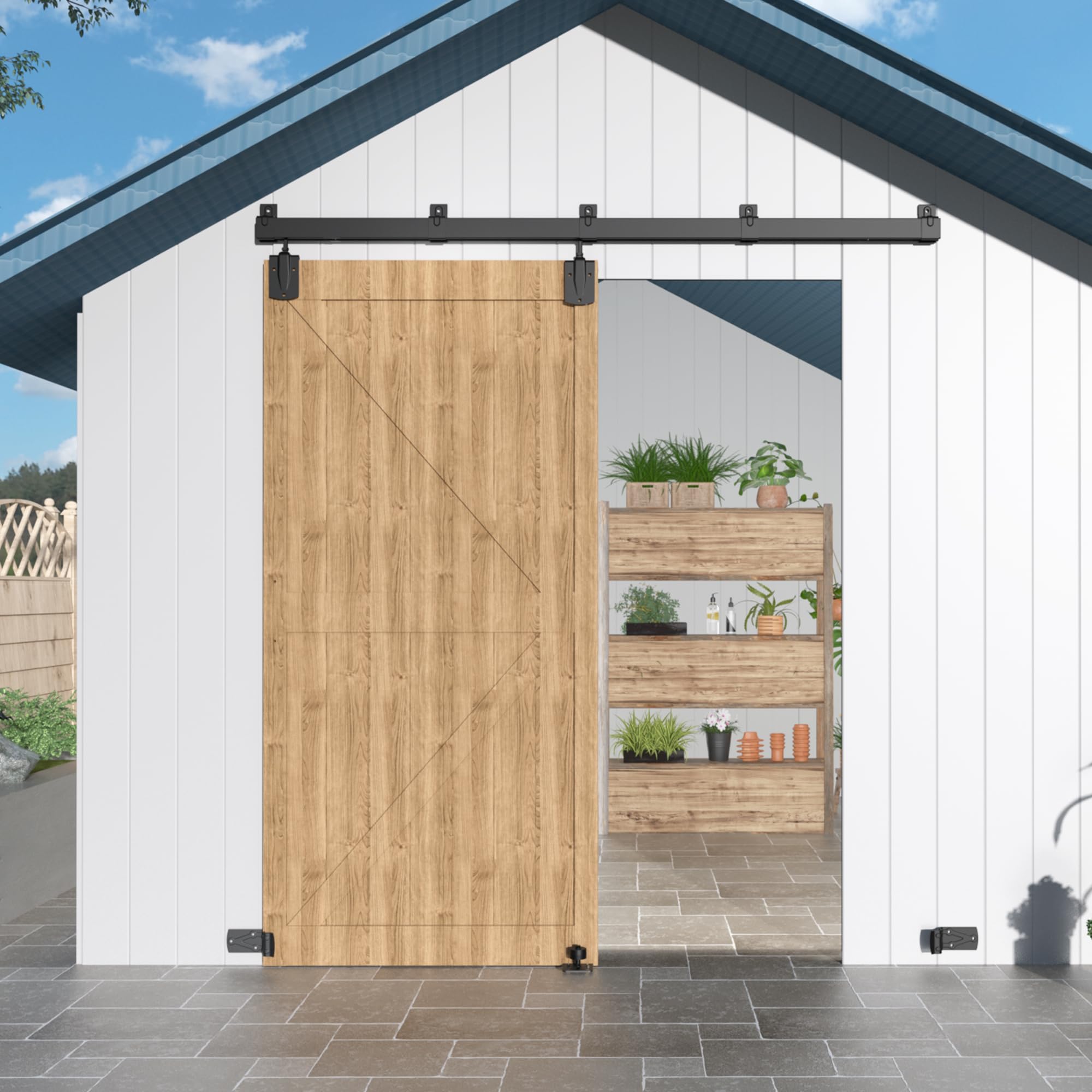 12FT Heavy Duty Exterior Barn Door Hardware Kit for 1 Door, Black — Amazon image 9