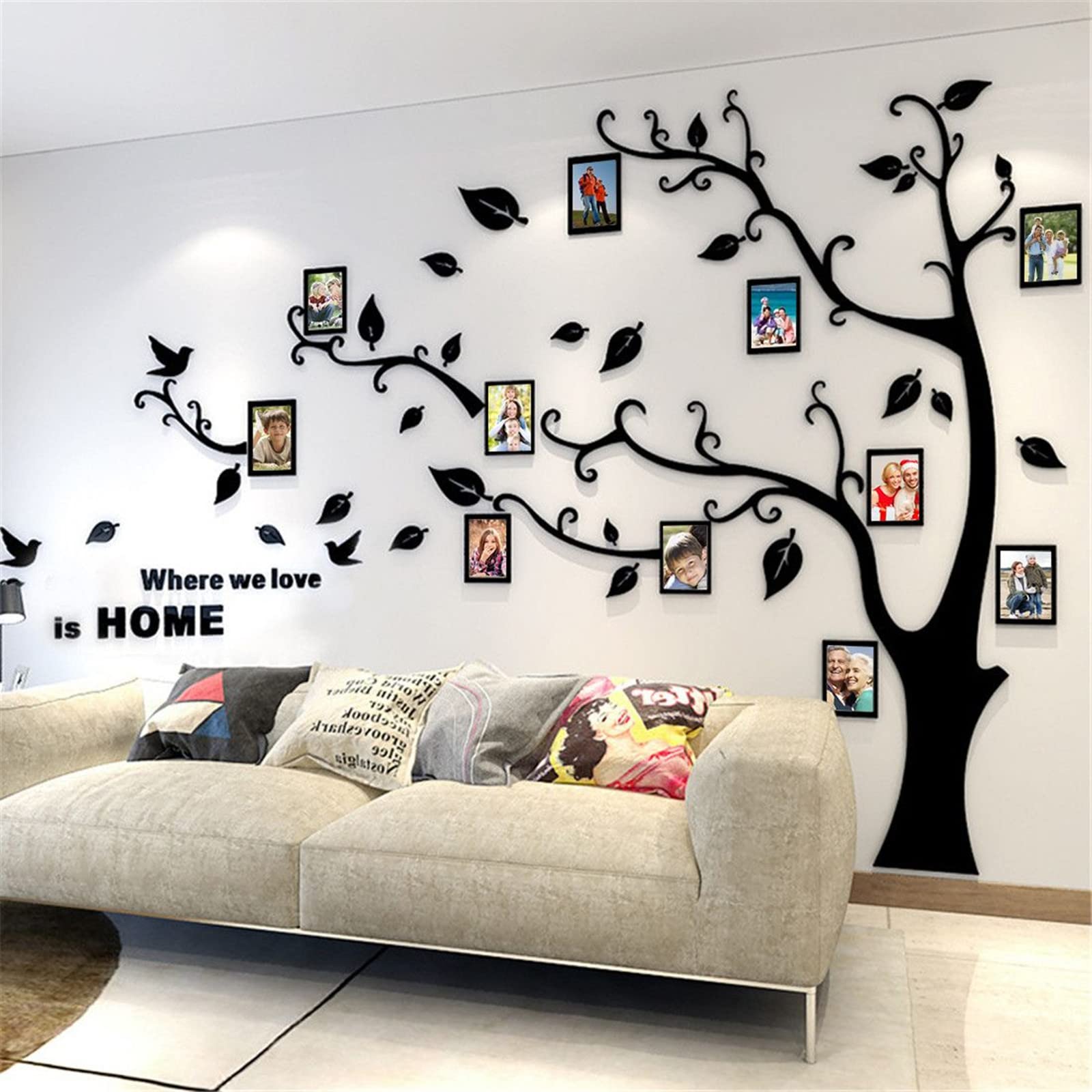 Tree Wall Stickers 3D DIY Tree Wall Decal Art Murals Large Family Photo Frames Tree Decoration for Living Room Bedroom Restaurant Home Decor