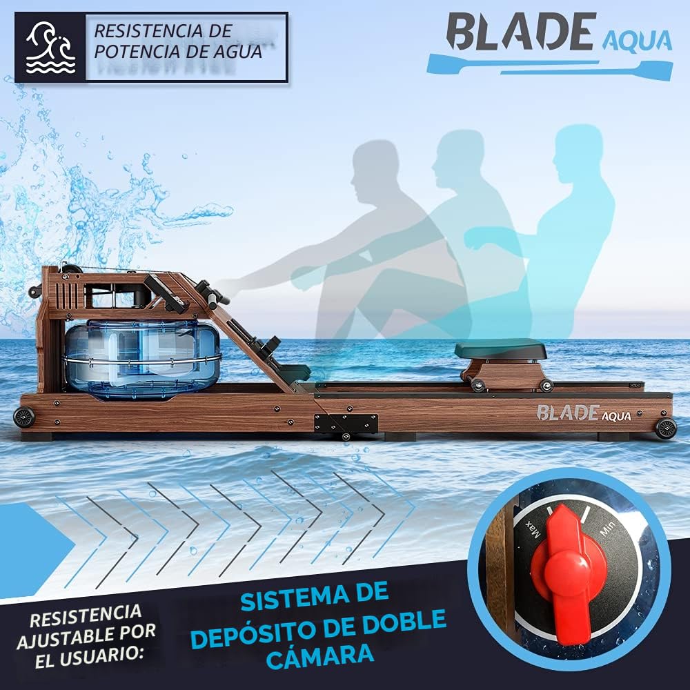 Bluefin Fitness Blade Aqua W-1 - Máquina de Remo Plegable | Máquina de Remo Resistente al Agua | Blade Aqua M-1 | Consola Digital LCD de Fitness | Integración de Aplicaciones | Entrenamiento de