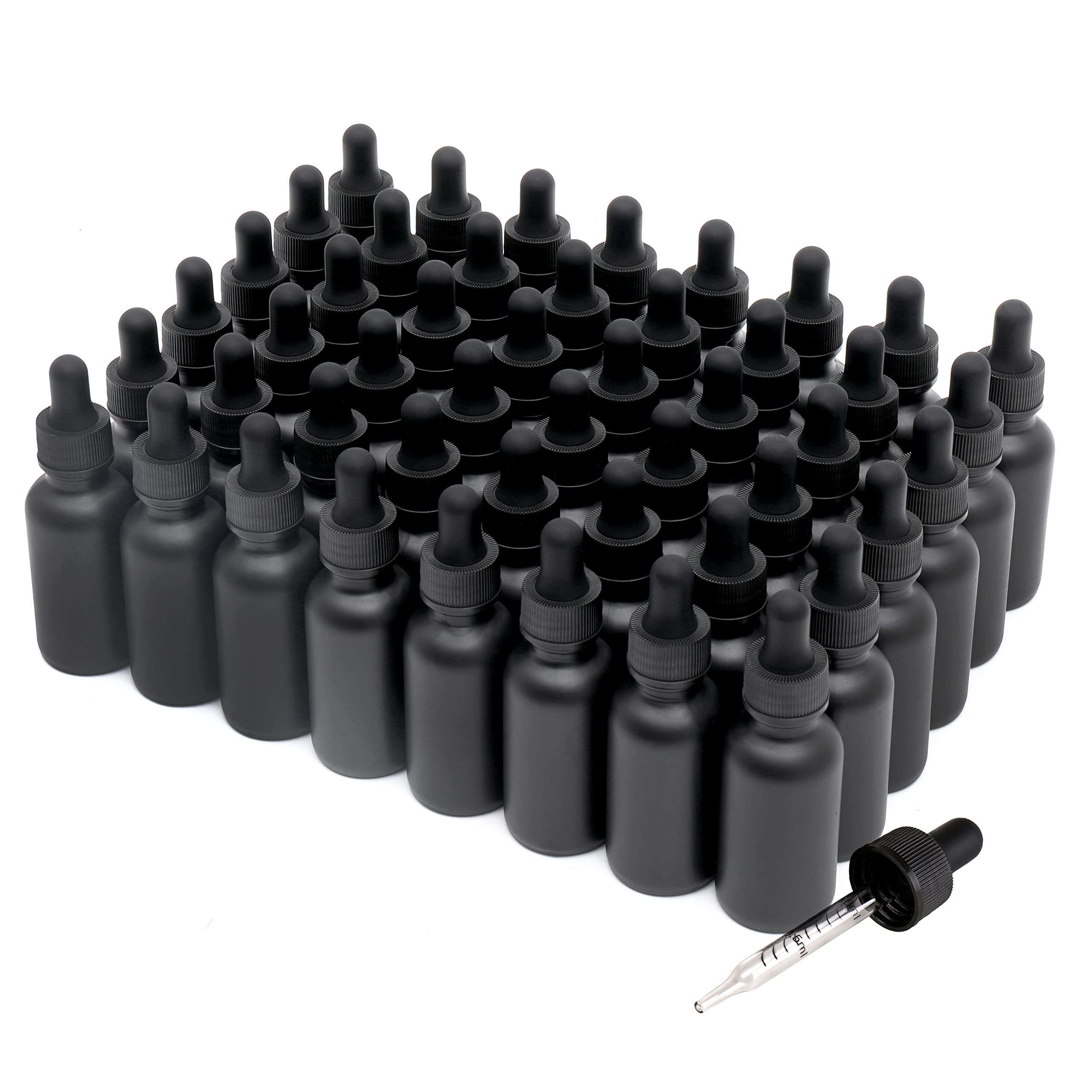 NOOEEISS 48 Stück Milchschwarze Glas-Tropfflaschen, stärkere Saugkraft, Tinkturflaschen mit Pipette für ätherische Öle, Parfums, Flüssigkeiten, auslaufsicher, Reisen (48 Stück, mattschwarz)