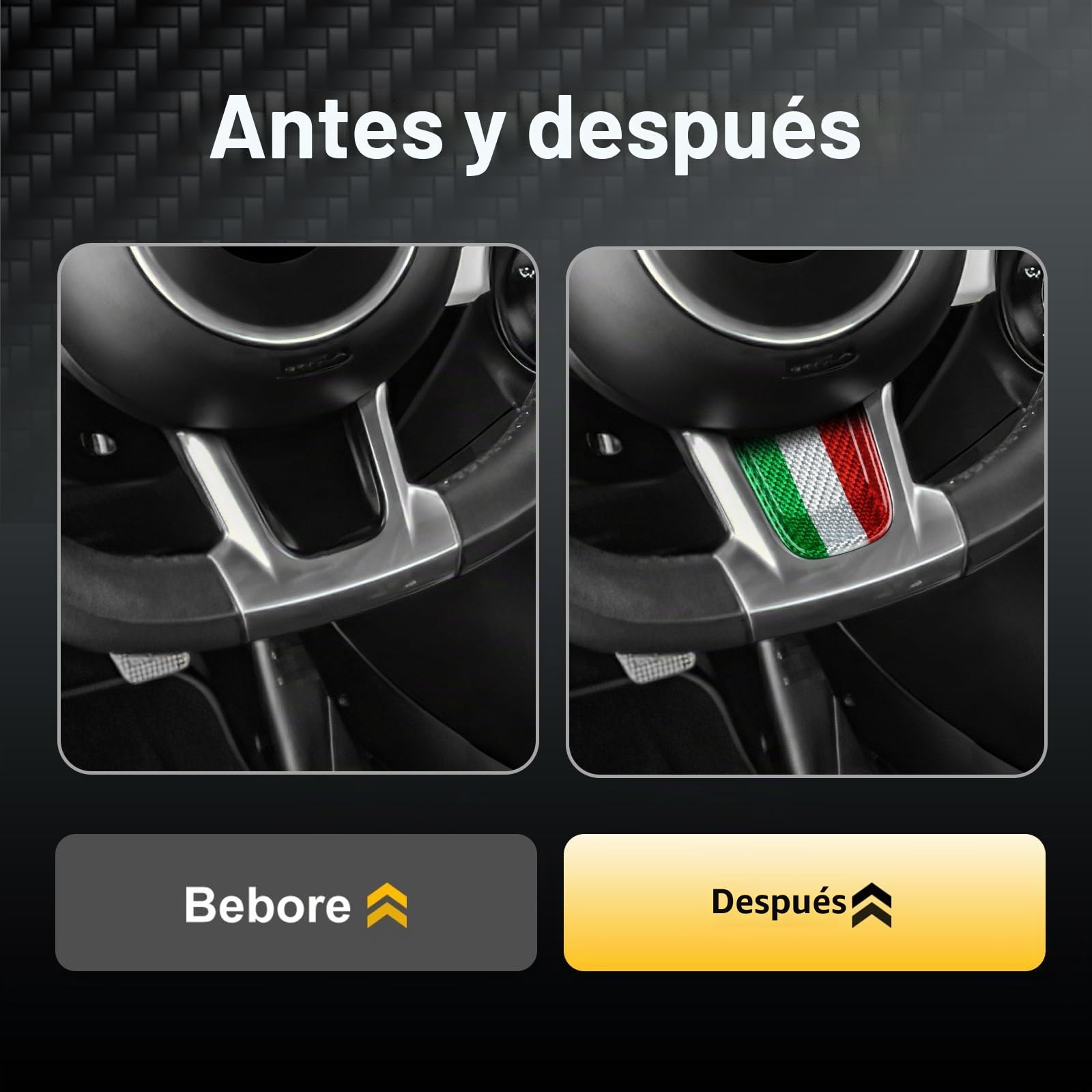 KUNGKIC Accesorios para FIAT 500 Abarth 595 2020 2021 2022 2023 2024 Real Fibra de Carbono Duro Coche Volante Cubierta de Barbilla Panel del Volante Adhesivo Interior Accesorios, Regalo, Color