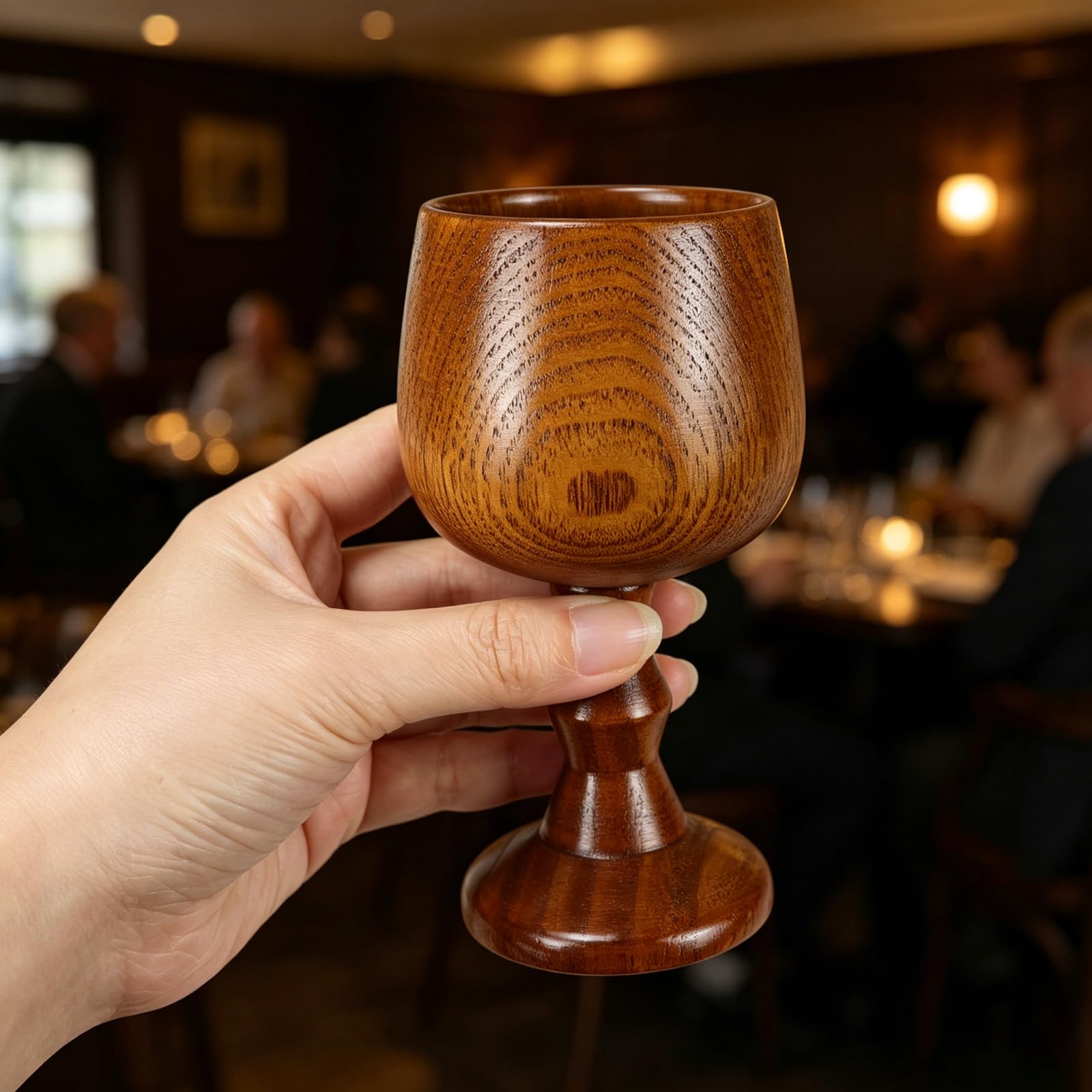 Kelche aus Holz, handgefertigt, aus natürlichem Massivholz, Weinbecher für Bier, Wein und Wasser, 100–150 ml, 2 Stück