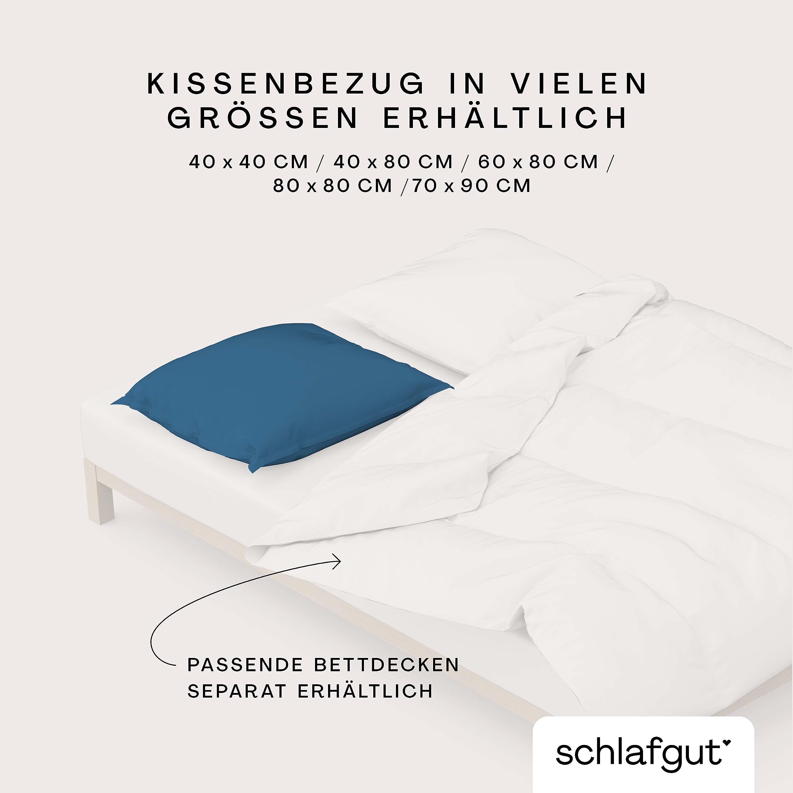 schlafgut Woven Satin Kissenbezug 80x80 cm Blue Mid Uni in Premium Hotelqualität, Kopfkissenbezug einzeln mit 100% weicher Baumwolle Küche, Haushalt & Wohnen