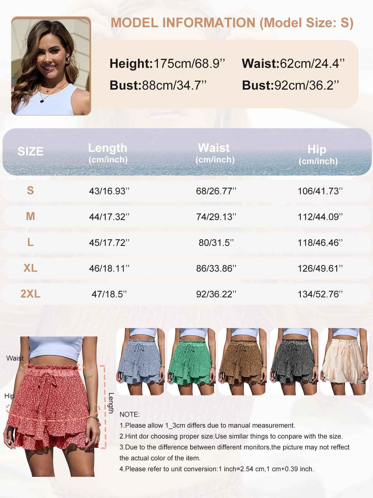 Yutdeng Pantaloncini Donna Eleganti Corti Estivi da Donna con Stampa Floreale Moda Shorts Pantaloncini Casual Leggeri Boho Gonna Elastico in Vita Gamba Larga con Orlo a Volant