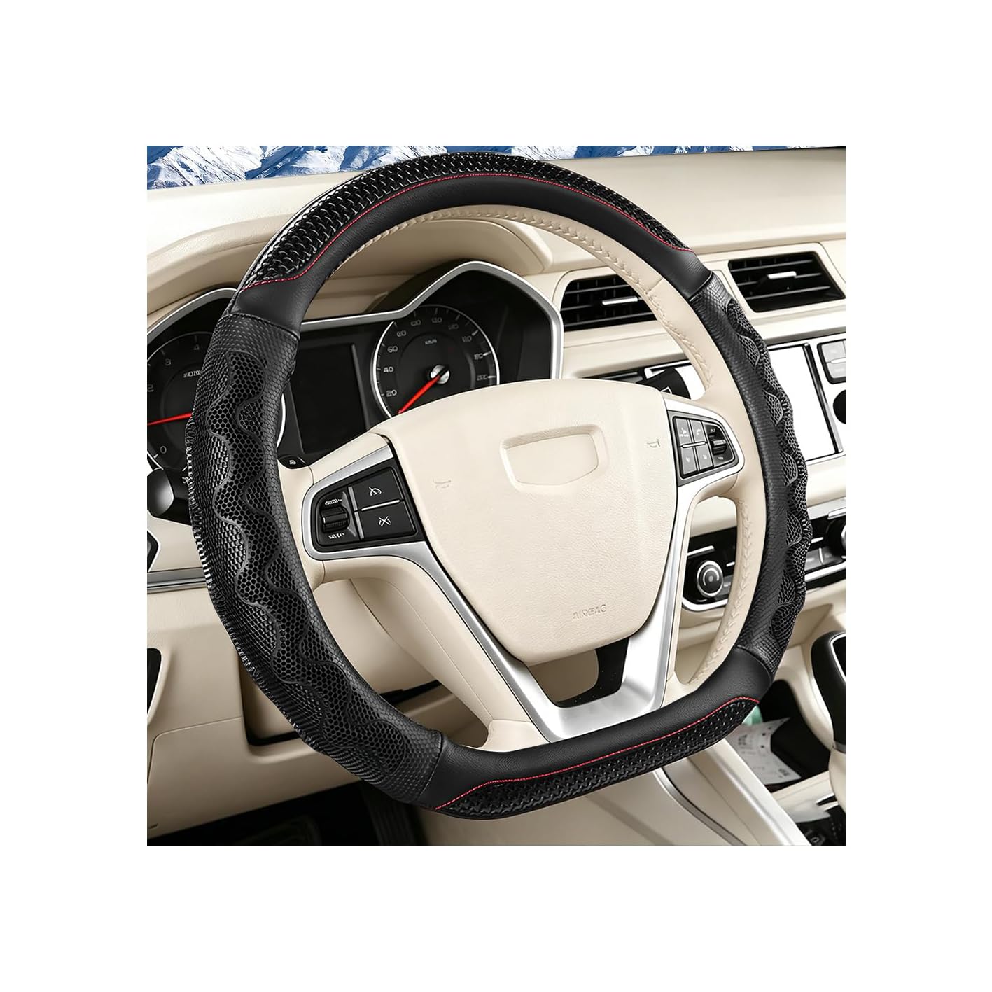 Photo 1 of Ziquruv D-Shape Steering Wheel Cover, Black