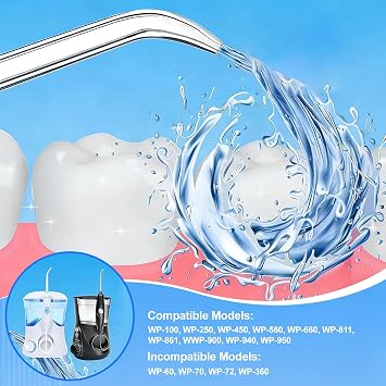 8 Pcs Flosser Replacement Tips, Water Flosser Replacement Heads Compatible with Waterpik Flosser Wp100 Wp250 Wp300 Wp450 Wp660 Wp900, Oral Irrigator Replacement Heads for Cleaning Teeth