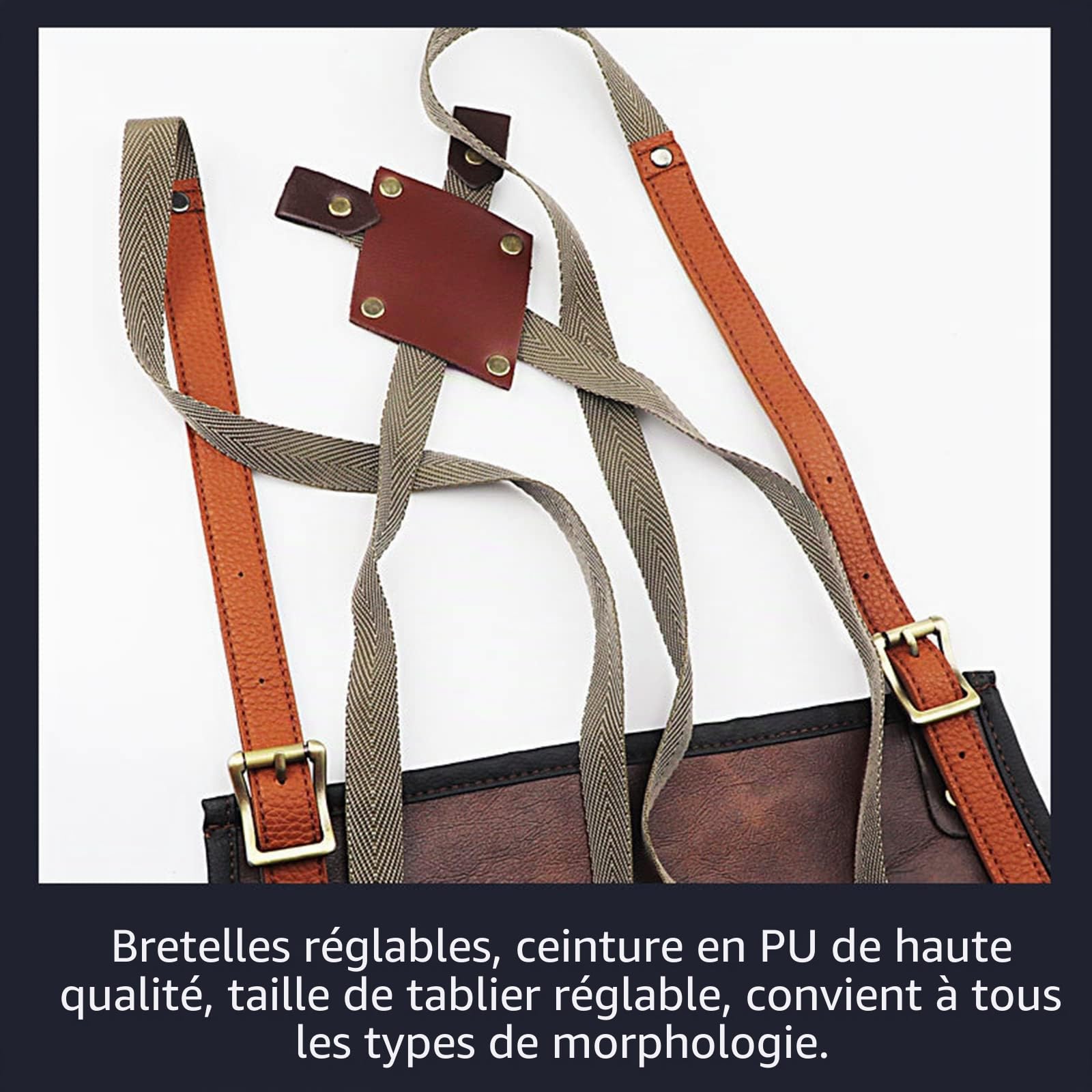 Chef Tablier pour hommes Femmes Imperméable PU Tablier en Cuir avec Poches Cross-Back Sangles pour Cuisine BBQ Barber Barista Tablier de la Main