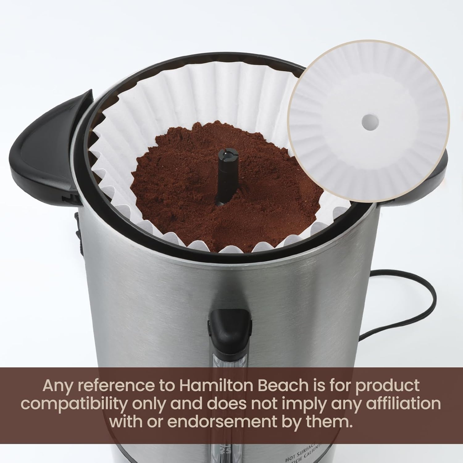 Paper Coffee Filters Compatible with Hamilton Beach Coffee Maker, 200 Pcs White Perforated Disposable Filters for Hamilton Beach 45 Cup