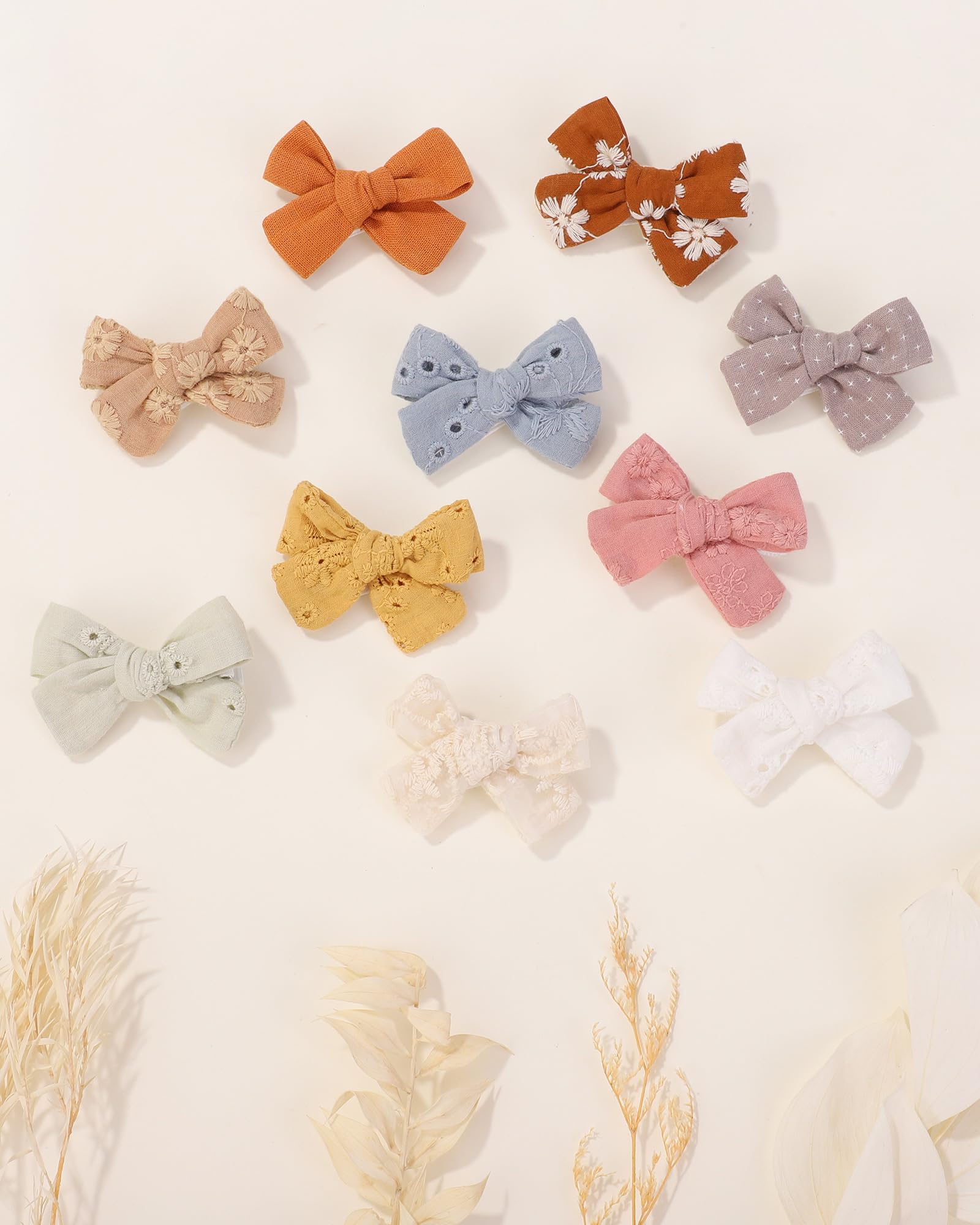 Jollybows 20pcs Barettes Cheveux Fille, 5cm Pince Noeud Cheveux Bébé Fille Pince Crocodile Entièrement Doublée Cheveux Accessoires pour Enfant Petite Fille Tout-Petits