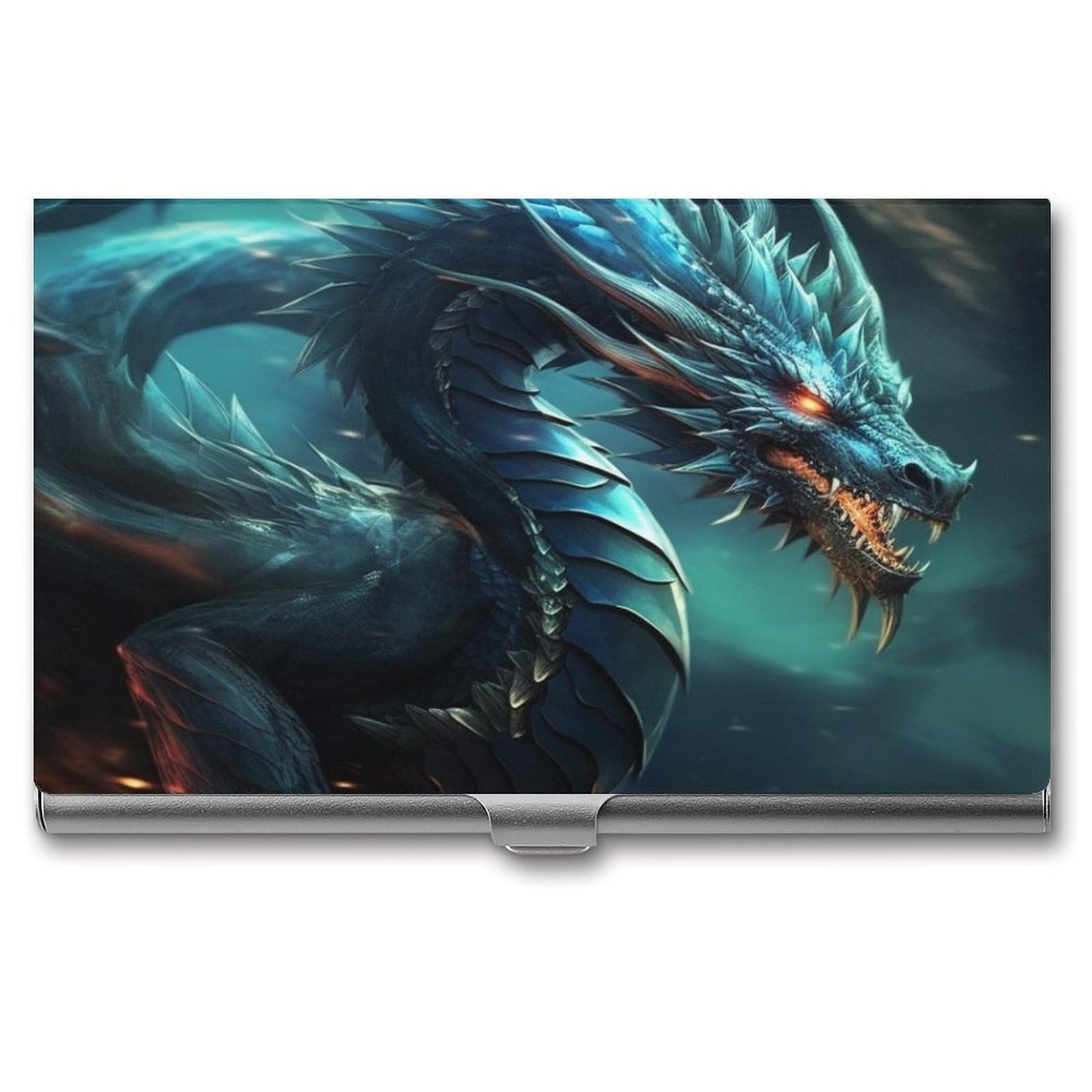 Fekiloot Unisex Silver Dragon Card Holder Color Business Card Box Magnetic Travel Card Case Wallet Portable Business Card Carrier Suitable For Business Professionals Office