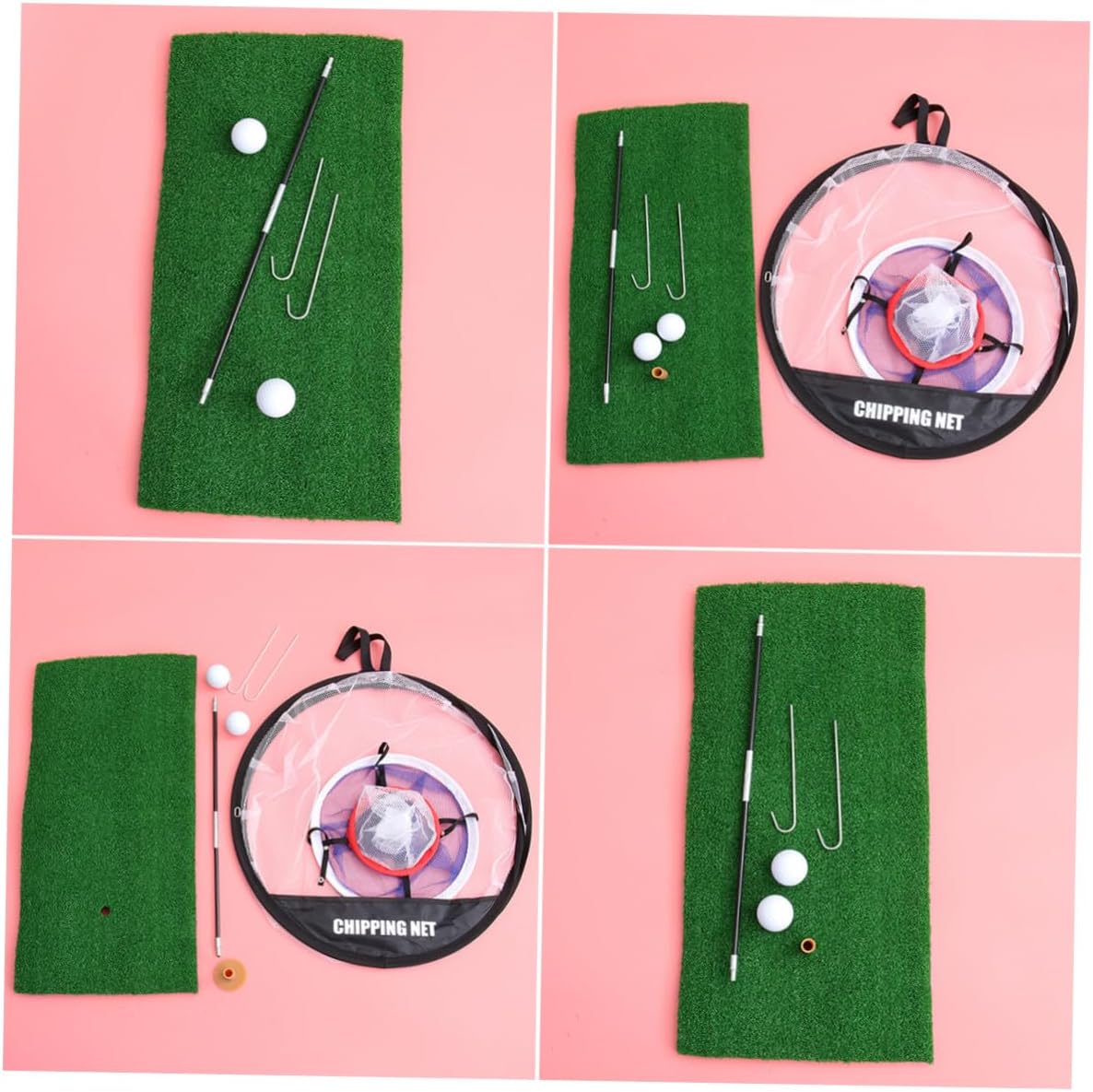 Happyyami Portable Pop-up Golf Chipping Practice Net with Mat Indoor Outdoor Training Aid for Pitching and Hitting Target Cage for Beginners and Golfers