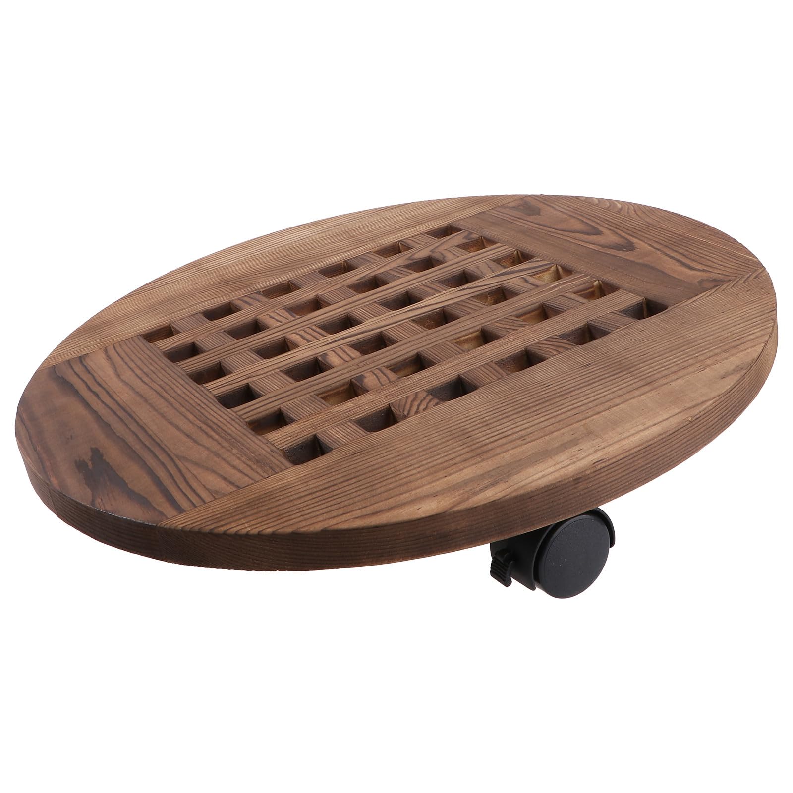 Bandeja Redonda de Madera Maciza para Macetas Grandes 40 Cm Ruedas Giratorias Base Móvil para Plantas Interior y Exterior Soporte Jardinera Macetero