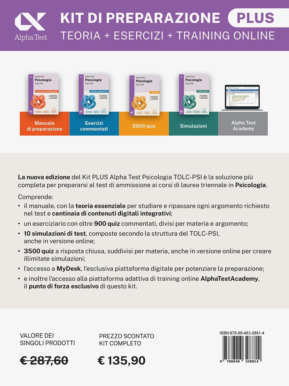Alpha Test Plus Psicologia TOLC-PSI 2026-2027. Kit di preparazione Plus. Per test di ammissione universitari. Con piattaforma e simulatore online