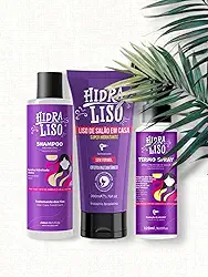 O KIT COMPLETO: HidraLiso + Shampoo + Termo Spray - Liso de Salao em Casa, Alisante Para Cabelo Organico, Progressiva de Chuveiro Sem Formol