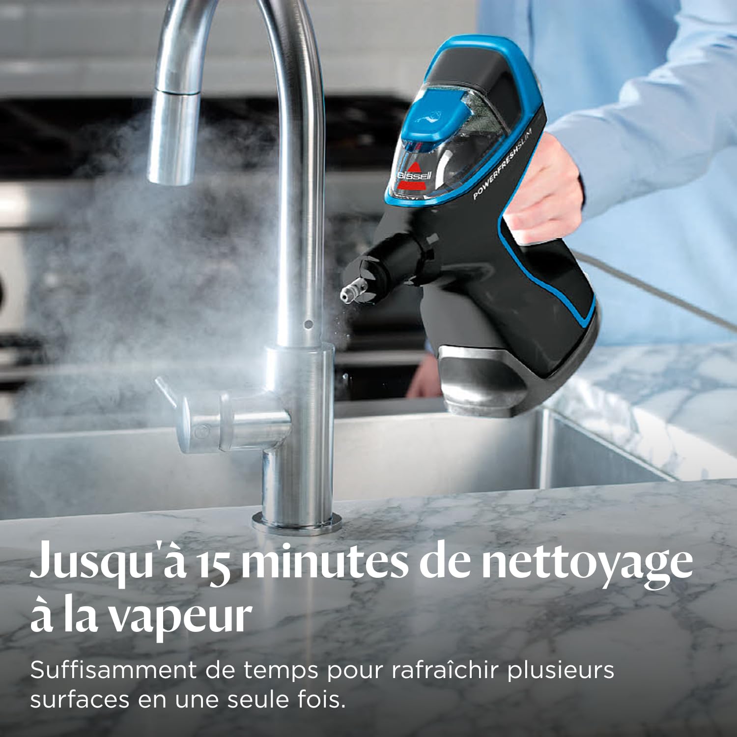 BISSELL PowerFresh Slim Steam, Nettoyeur vapeur 3 en 1, Passe du nettoyeur vapeur pour sols au nettoyeur vapeur portable, Nettoyeur portable léger et multi-usage, Access. inclus, 1600W, 4268N