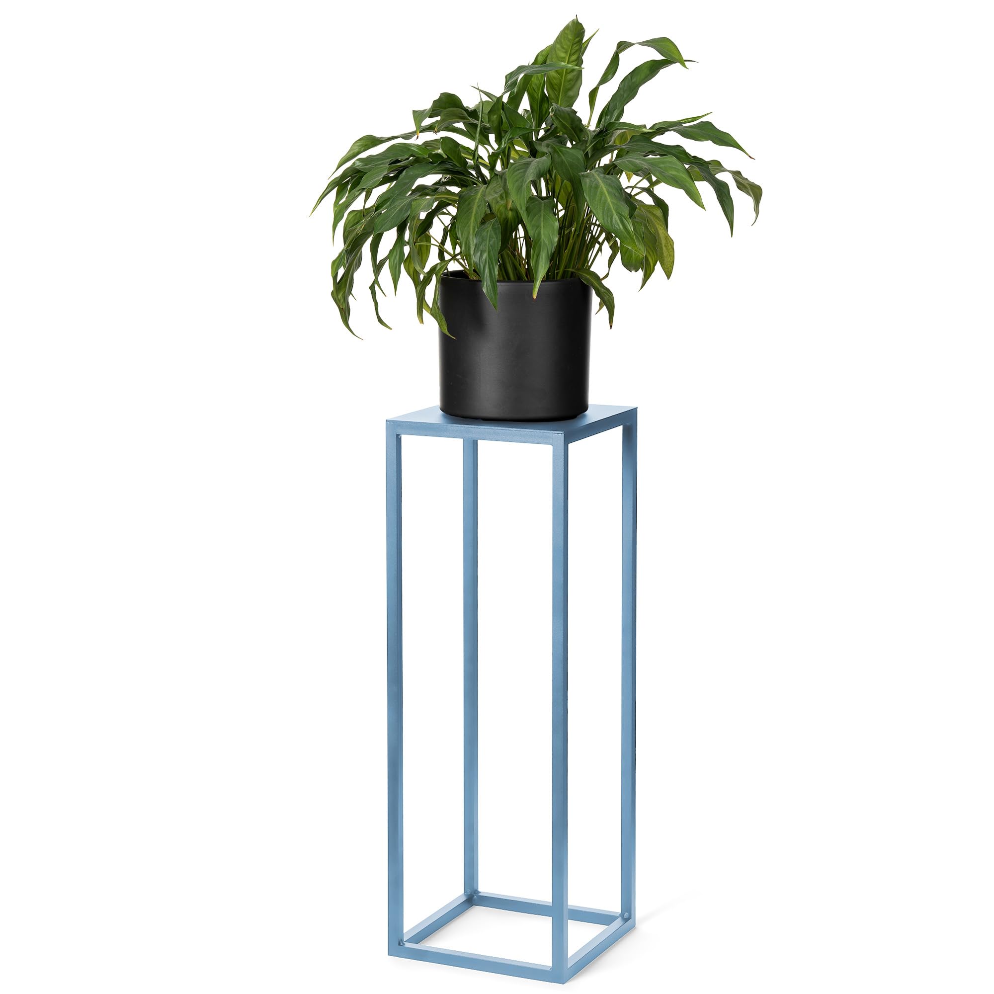LAMO Manufaktur Support plantes en métal bleu 68 cm | Support pots de fleurs interieur dans salon, chambre à coucher | Étagère moderne à fleur de mariage, socle pour sculpture, décoration