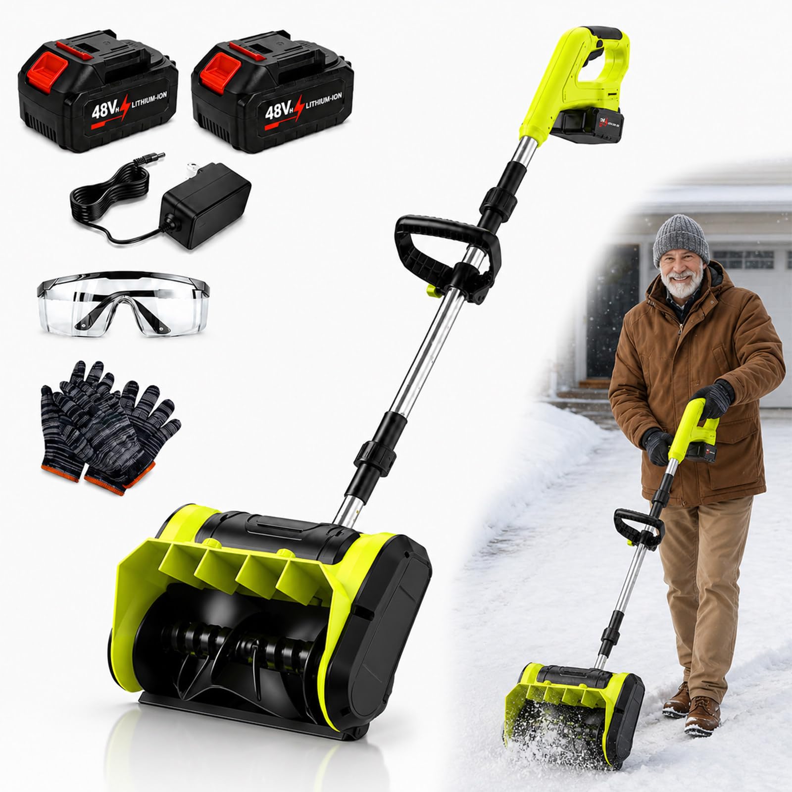 Łopata do Śniegu z Silnikiem Brushless, 21 V, 25 cm, 8 m, Kąt 30° | Bezszczotkowa Łopata do Śniegu: Zapewnia Swobodę bez Kabla i Kontrolowany Wyrzut do Szybkiego Odśnieżania Tarasów i Chodników