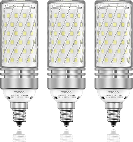 Vista 15 de TSOCO - Bombillas LED E12, bombillas LED de 12 W, equivalente a 100 W, luz blanca cálida de 3000 K, 1200 lúmenes, no regulables, paquete de 3